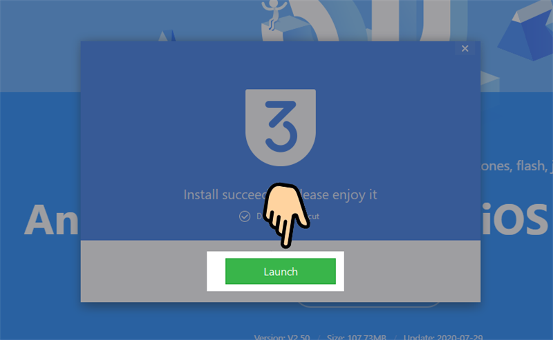 nhấp vào "Launch" để mở và sử dụng phần mềm