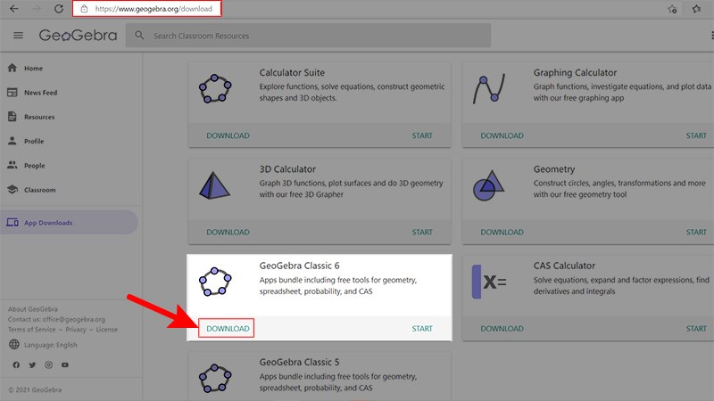 chọn "GeoGebra Classic 6"