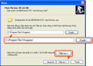 Chọn thư mục mà bạn muốn cài đặt game