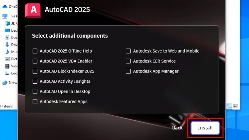 Autocad 2025 Chuyên Thiết kế 2D 3D 15 Bấm Install
