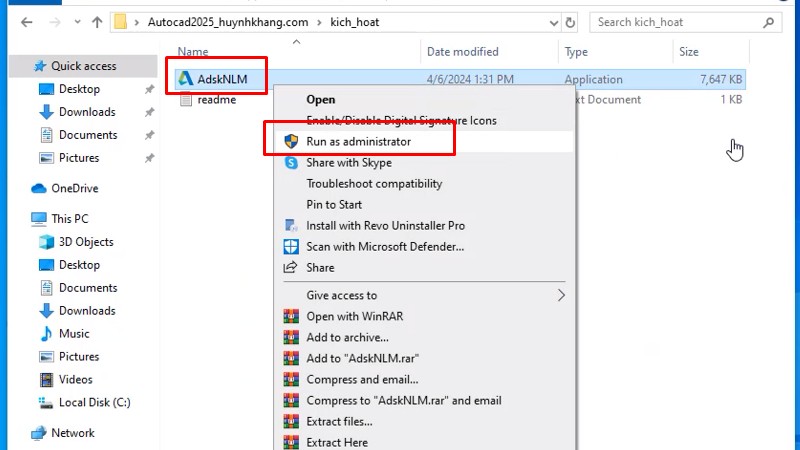 Autocad 2025 Chuyên Thiết kế 2D 3D 18 Chuột phải file và chọn Run as admin... như hình