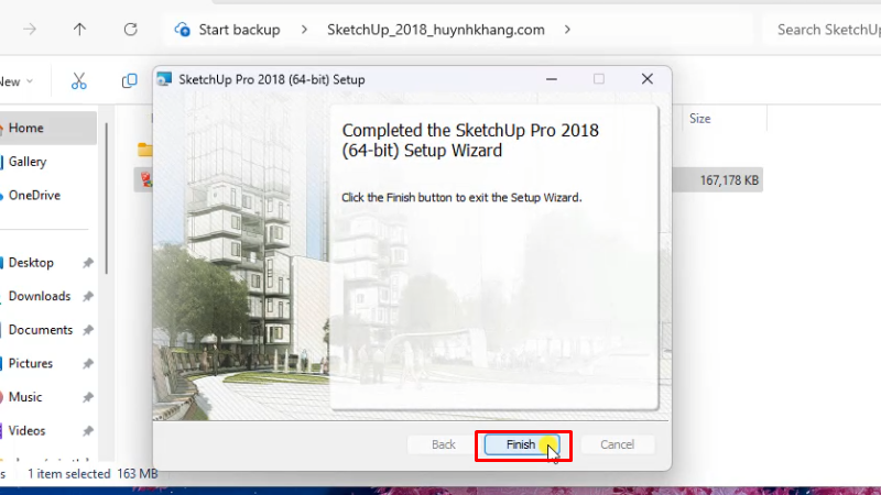 Bấm Finish