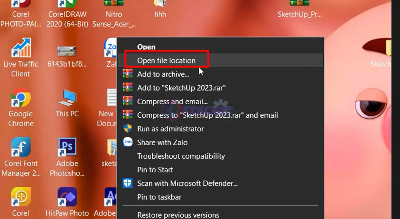 Mở vị trí file