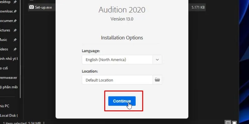 Adobe Audition 2020 Hướng dẫn Tải & Cài đặt chi tiết 13 bấm continue