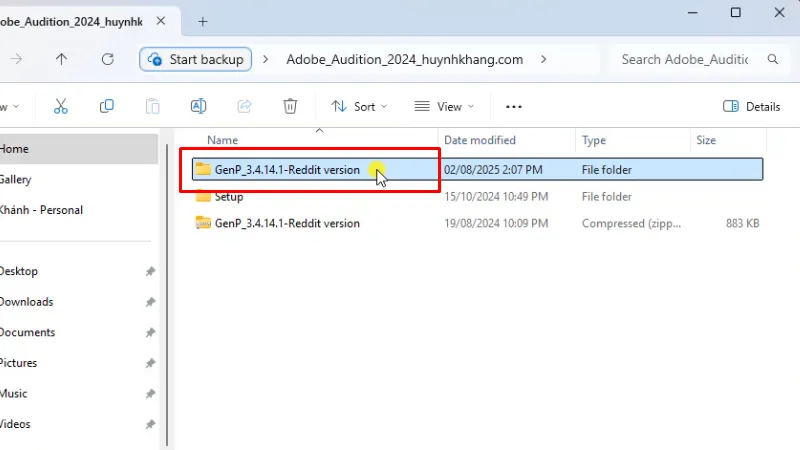 Vào thư mục GenP như hình