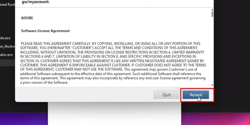 Adobe Illustrator 2018 Phiên Bản Ổn Định 14 Bấm vào Accept