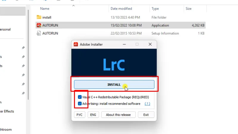 Lightroom 2024: Hướng Dẫn Chi Tiết & Tính Năng Mới 12 Tích như hình và bấm INSTALL