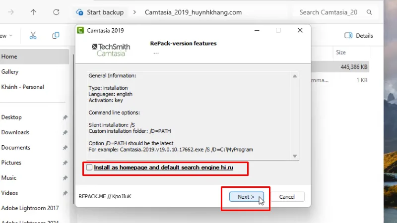 Camtasia 2019 Hướng dẫn chi tiết đơn giản nhất 13 Tích bỏ như hình và bấm Next