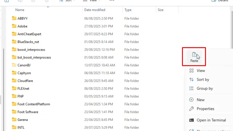 Paste vào như hình