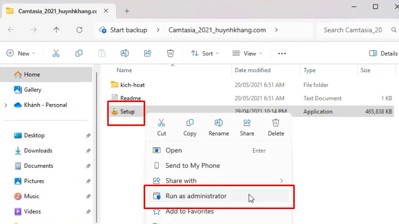 Chạy file cài đặt bằng quyền Admin