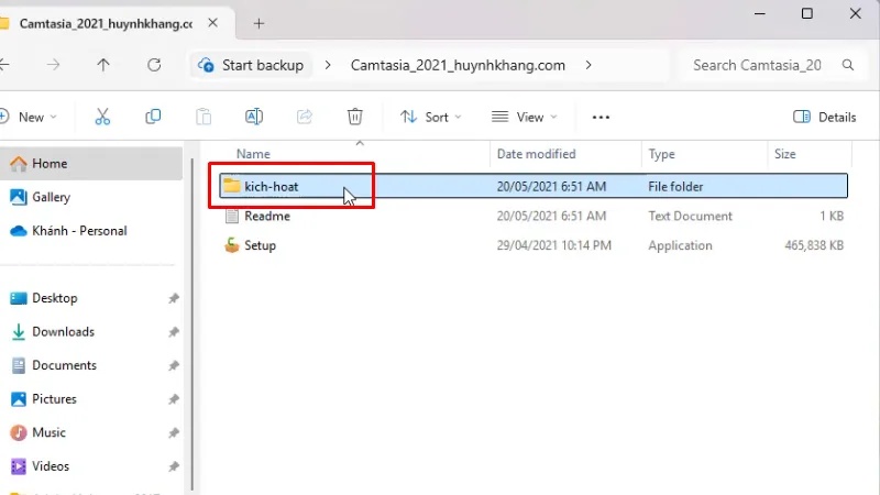 Vào thư mục kich-hoat
