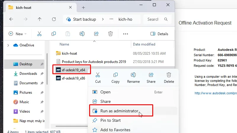Revit 2019: Hướng Dẫn Cài Đặt Chi Tiết Từ 23 Chạy file xf-adesk 19x64 bằng quyền Admin
