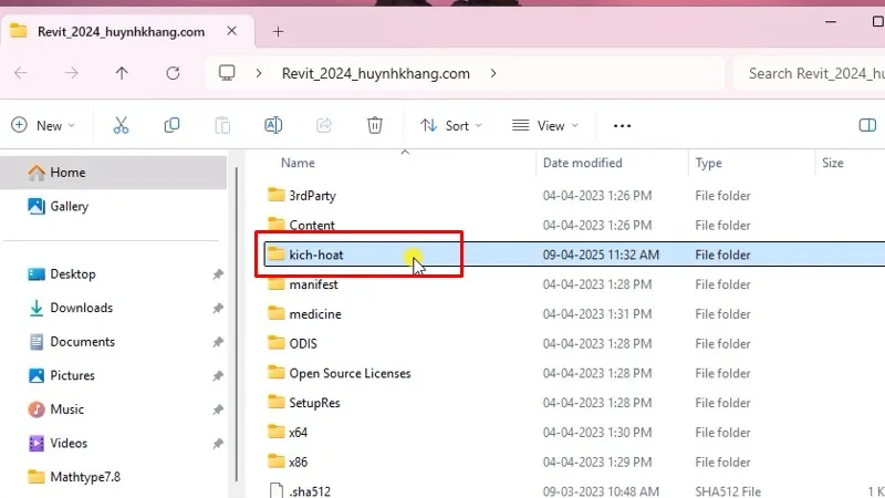 Vào thư mục kich-hoat