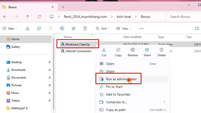 Chạy file như hình bằng quyền Admin