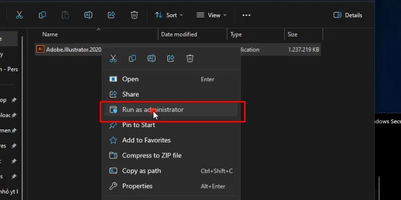 Adobe Illustrator 2020 Hướng Dẫn Tải Và Cài Đặt 12 Chuột phải và chọn run as admin