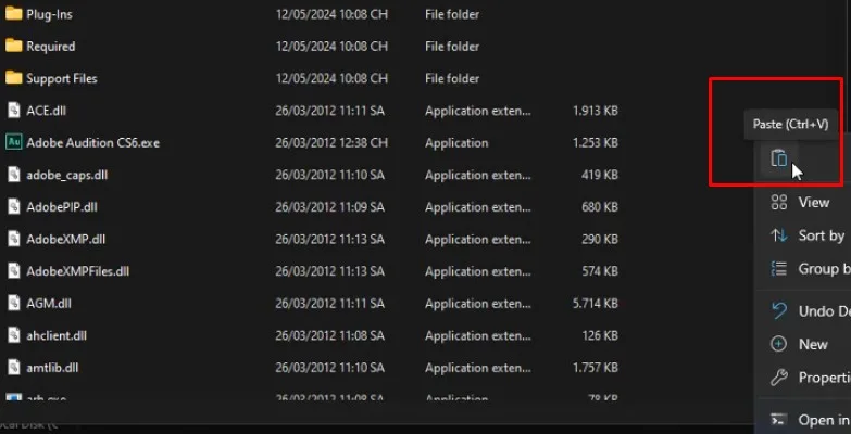 paste file đã coppy ở bước 9