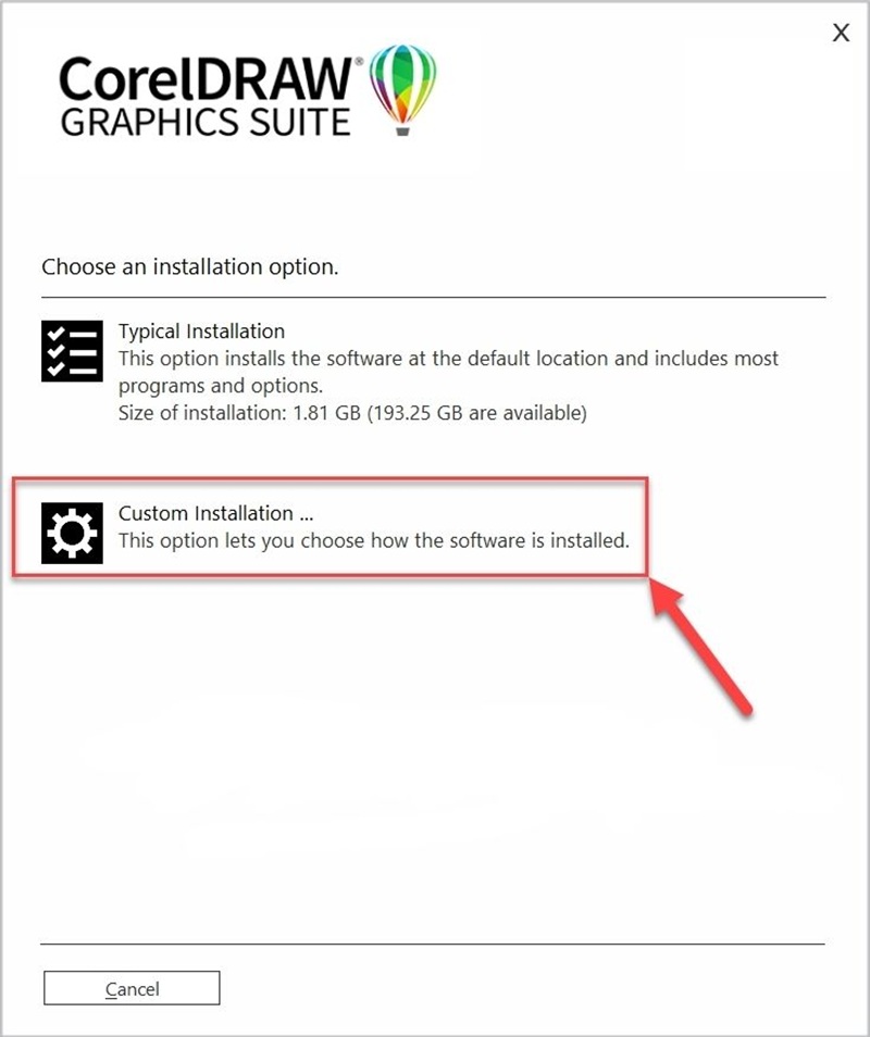 Chọn “Custom Installation”