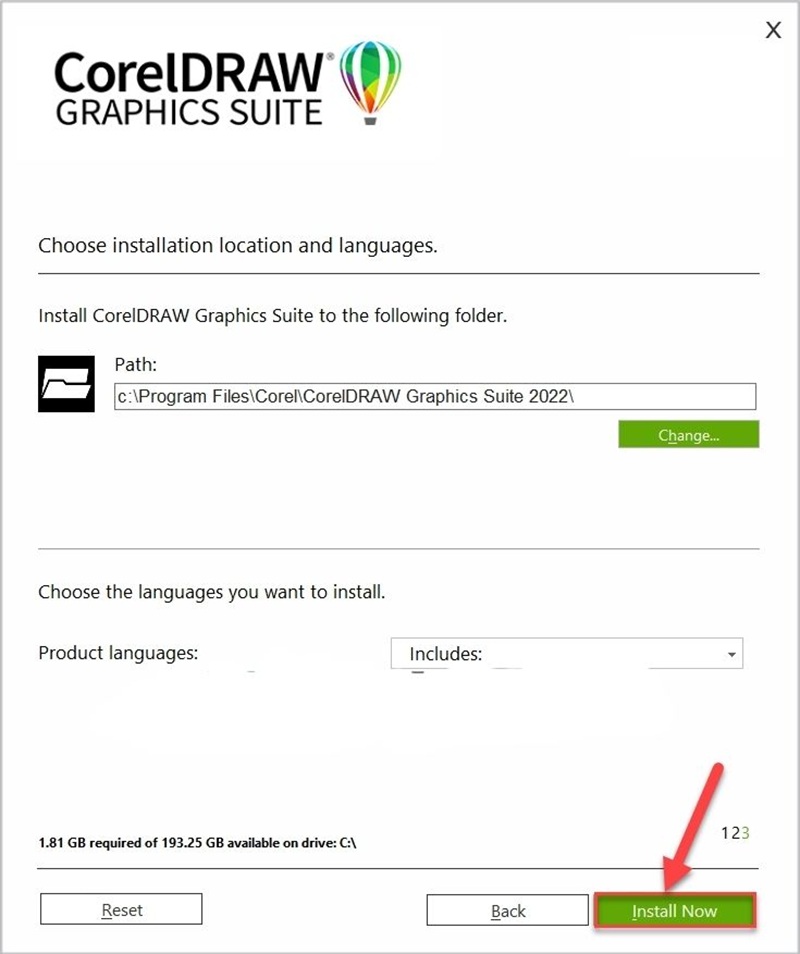 Nhấn vào “Install Now” 
