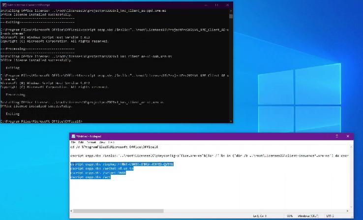 Copy những dòng lệnh còn lại từ bảng trắng notepad và paste vào Command Prompt.
