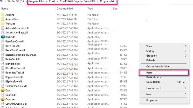 Dán các file đó vào đường dẫn