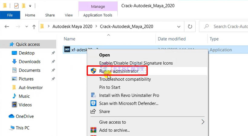 Chạy file kích hoạt phần mềm bằng quyền Admin