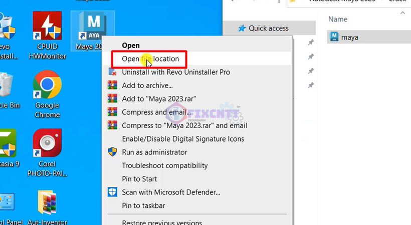 chọn Open file location