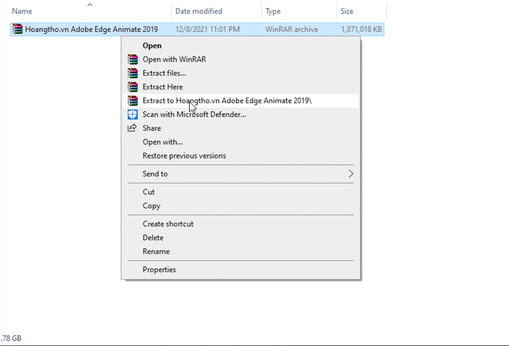 Giải nén files Adobe Animate CC 2019