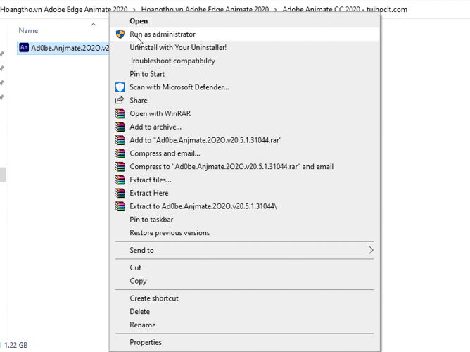 Khởi chạy file Adobe Animate CC 2020