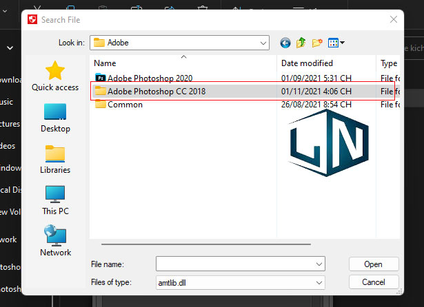 Vào thư mục Adobe Photoshop CC 2018
