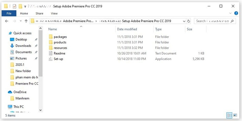 Chọn file “Setup” cài đặt phần mềm Adobe Premiere 2019 Chọn file “Setup” cài đặt phần mềm Adobe Premiere 2019