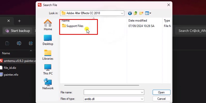 Vào Support Files