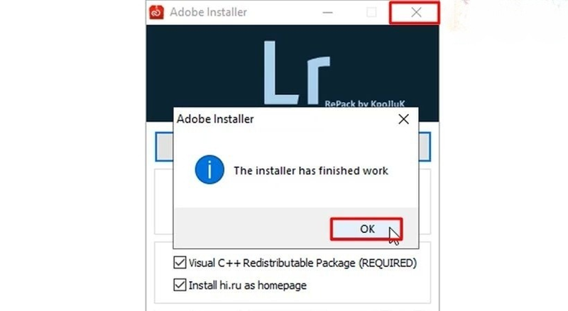 Hoàn thành quá trình cài đặt Adobe Lightroom Classic CC 2019
