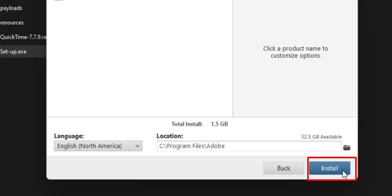 Chọn Install