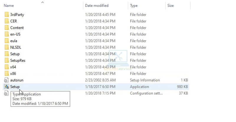 Tiến hành Click Double vào File Setup để bắt đầu cài đặt 3DS Max 2018