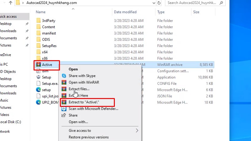 Giải nén thư mục Active